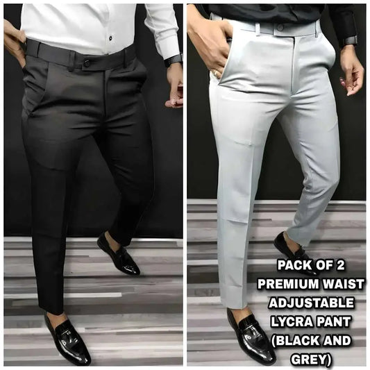 Premium Waist Adjustable Lycra Men's Trouser (Pack of 2) dgksgw-eg
