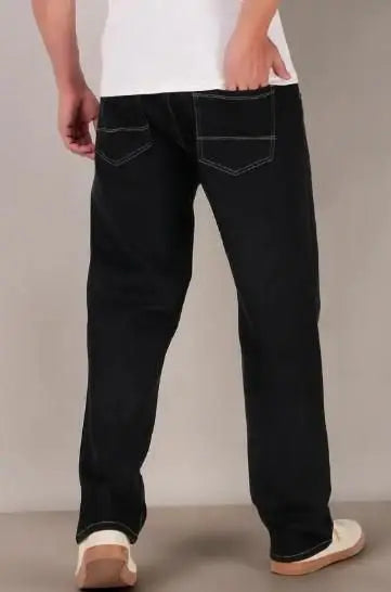 Men's Loose Fit Mid Rise Black Jeans dgksgw-eg
