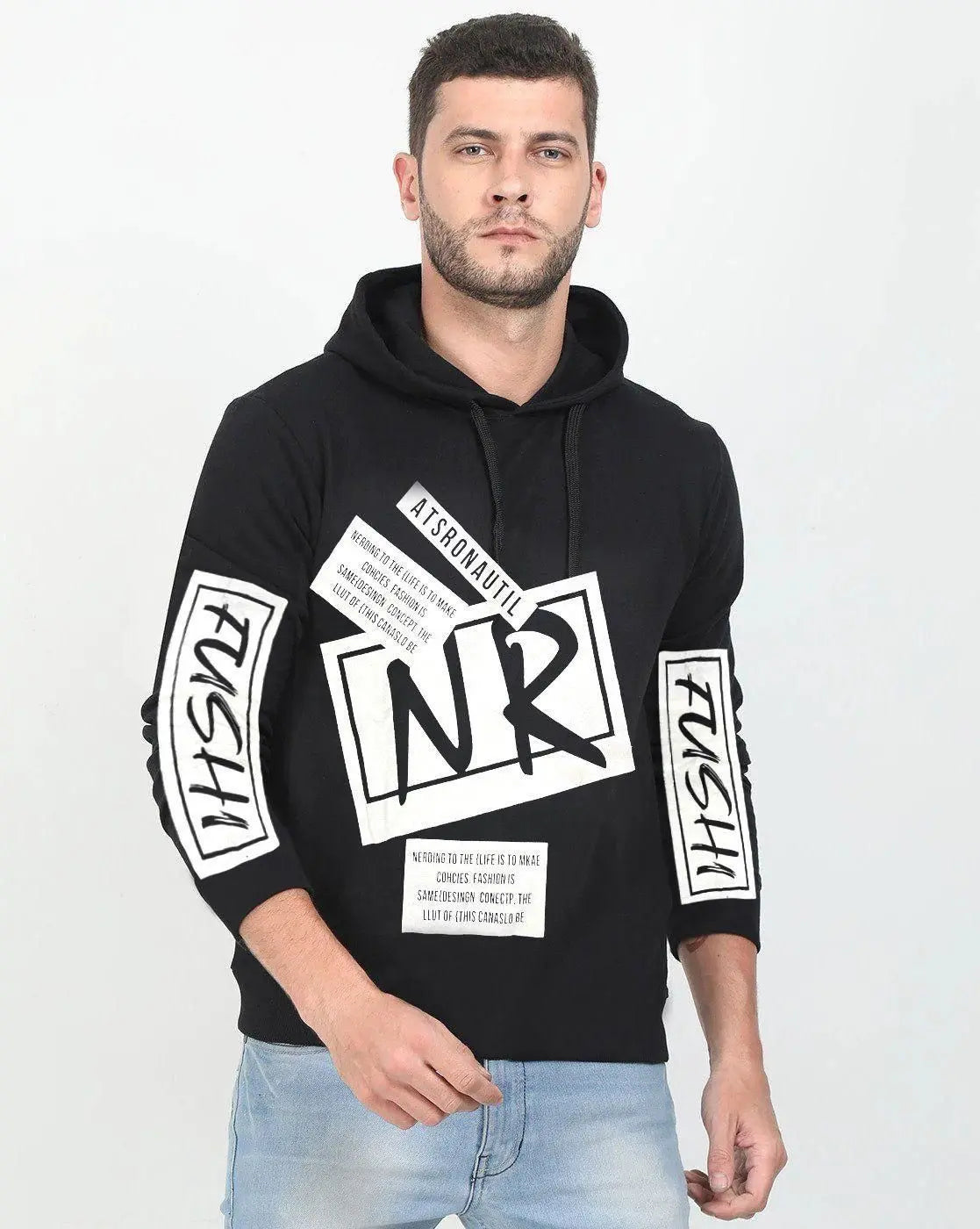 Cotton Blend Printed Full Sleeves Mens Hooded Neck T-Shirt dgksgw-eg