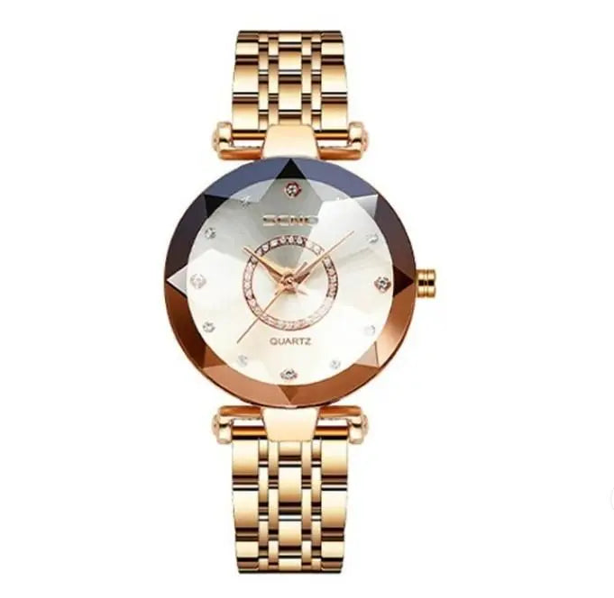 Diamond Shape Multicolour Dial and Rose Gold Strap Watch for Womens and Girls dgksgw-eg