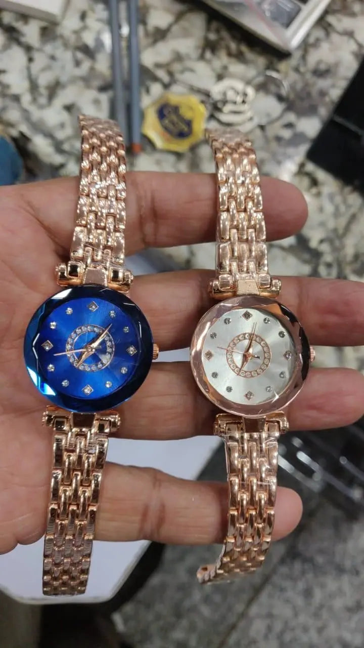 Diamond Shape Multicolour Dial and Rose Gold Strap Watch for Womens and Girls dgksgw-eg
