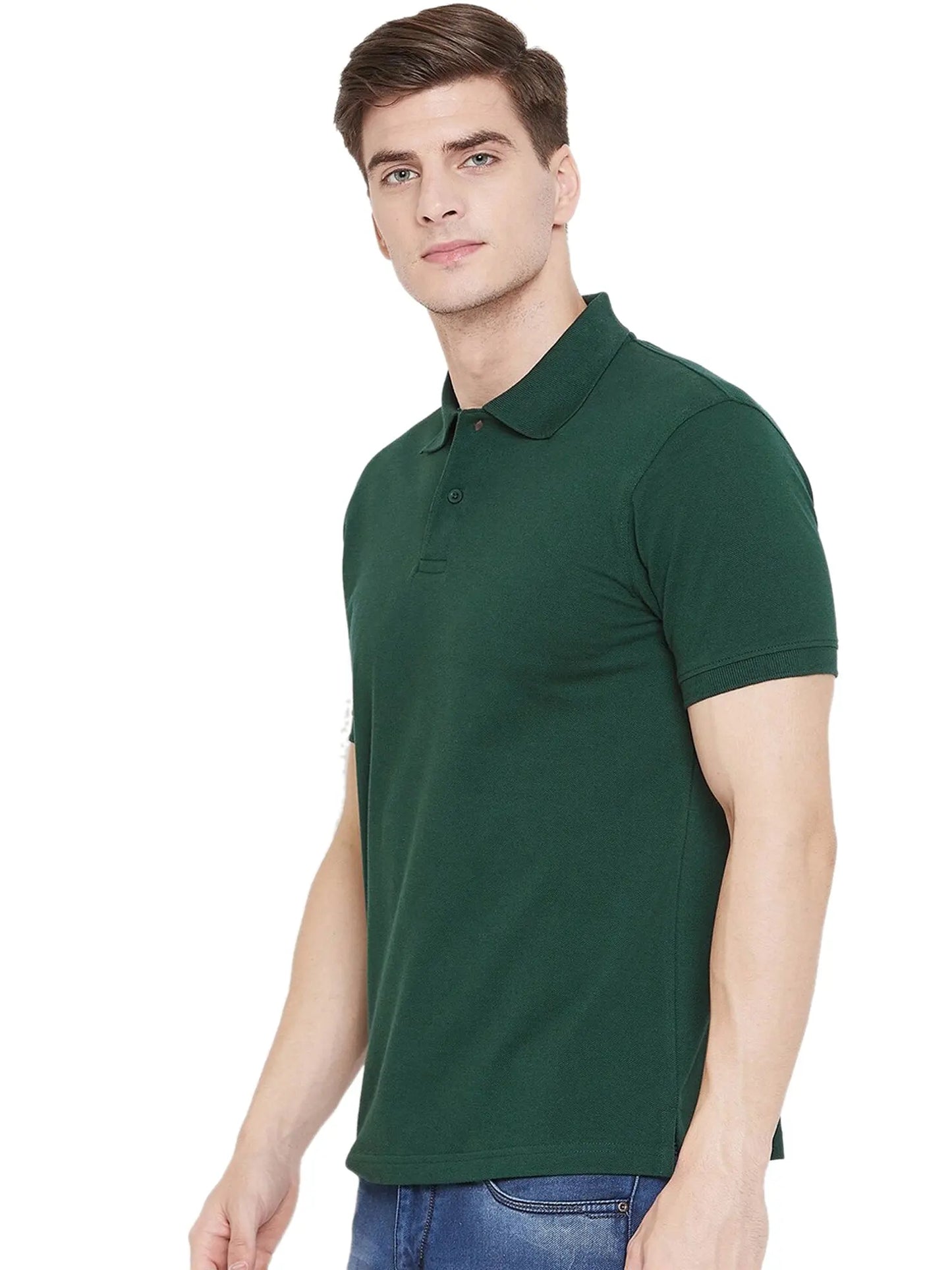 Cotton Blend Solid Half Sleeves Mens Polo Neck T-Shirt (Pack of 3) dgksgw-eg