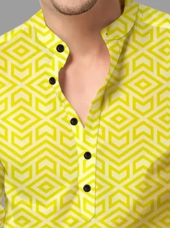 Men's Printed Spread Collar Casual Shirt Yellow dgksgw-eg