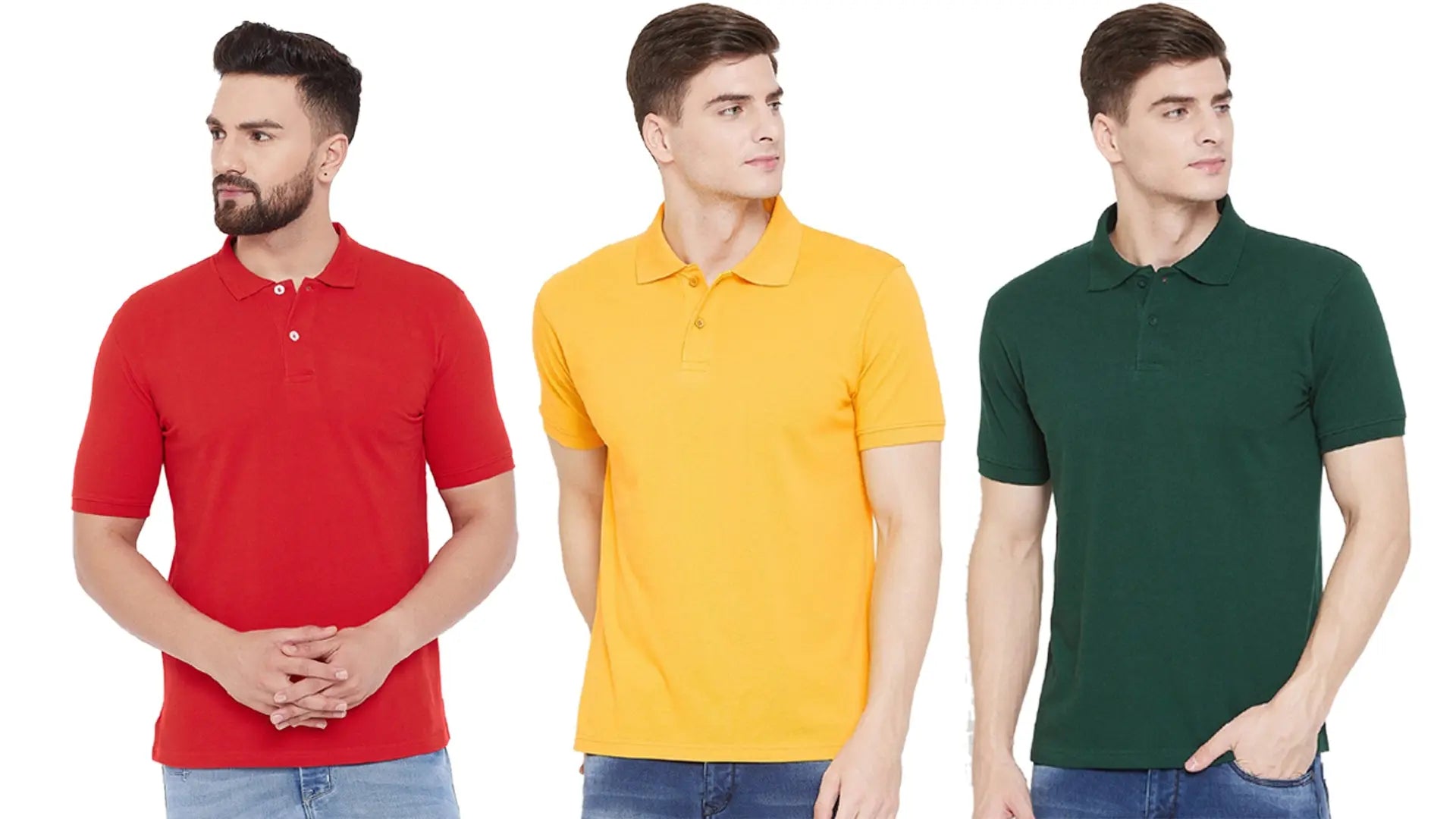 Cotton Blend Solid Half Sleeves Mens Polo Neck T-Shirt (Pack of 3) dgksgw-eg