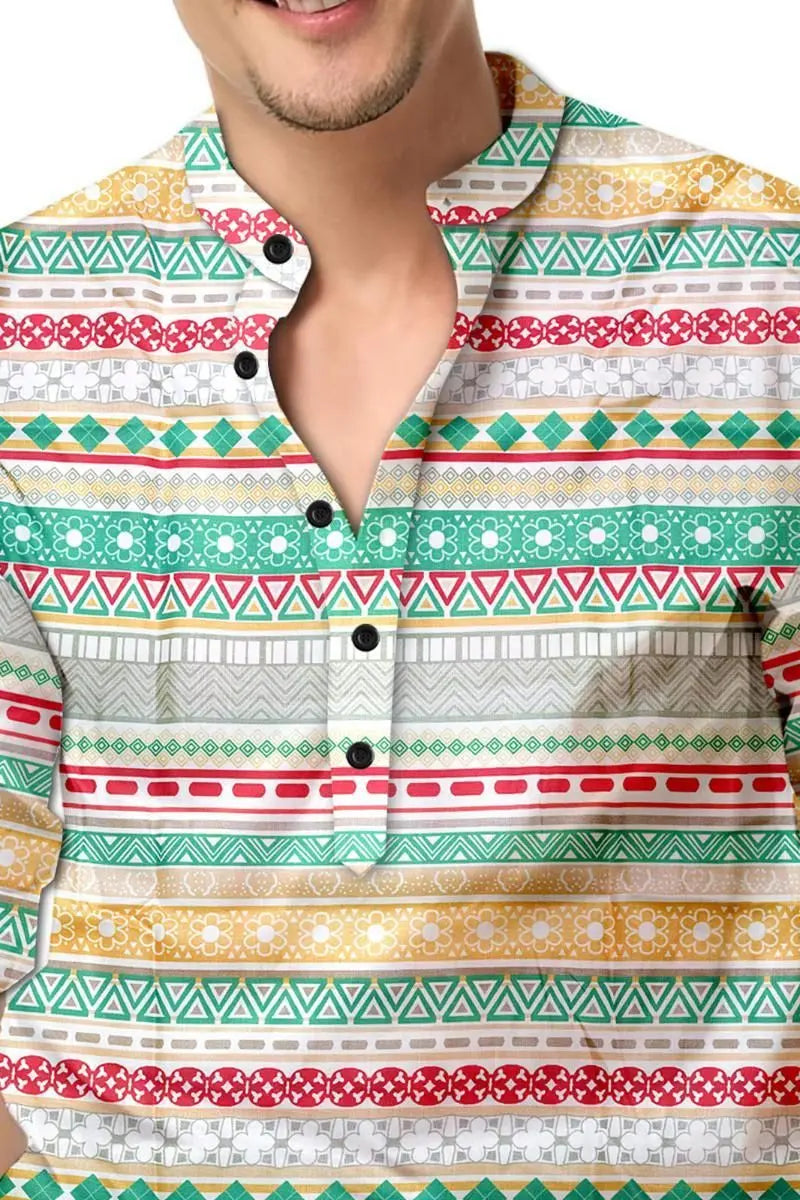 Men's Printed Spread Collar Casual Shirt Multicolor dgksgw-eg