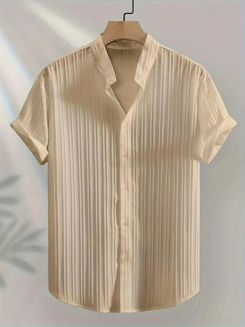 Men's Solid Retro Short Sleeves Button-Up Shirt Pack of 3 dgksgw-eg