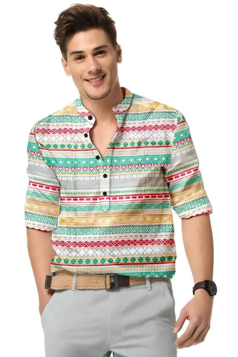 Men's Printed Spread Collar Casual Shirt Multicolor dgksgw-eg