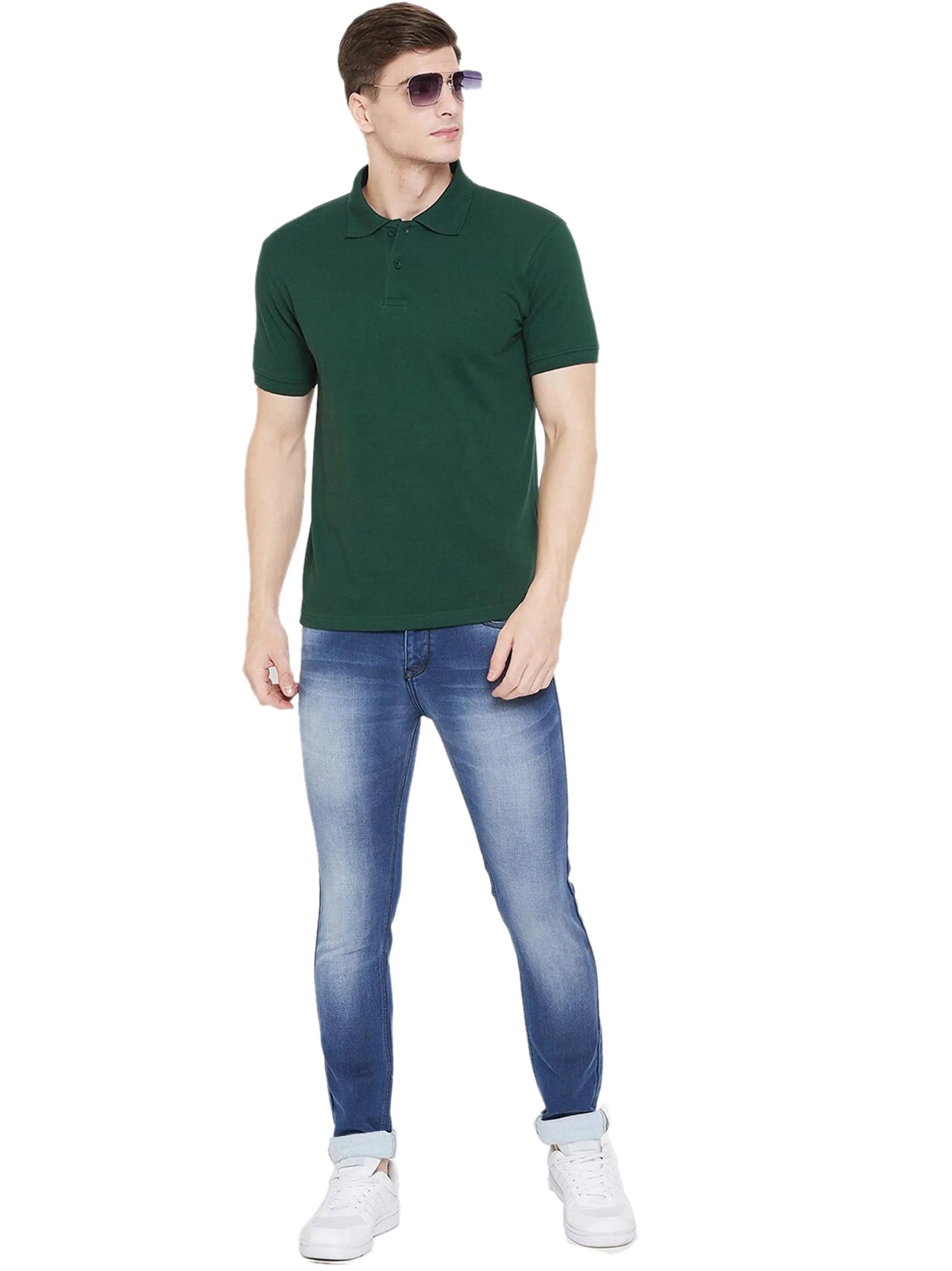 Cotton Blend Solid Half Sleeves Mens Polo Neck T-Shirt (Pack of 3) dgksgw-eg