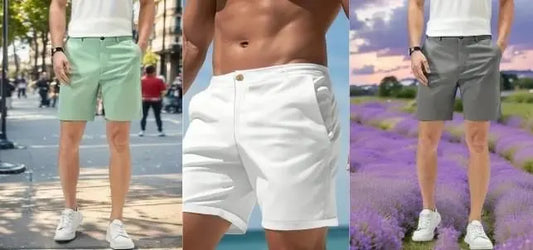 Men's Sleek Solid Casual Shorts Pack of 3 (Green-White-Light-Grey) men's shorts dgksgw-eg