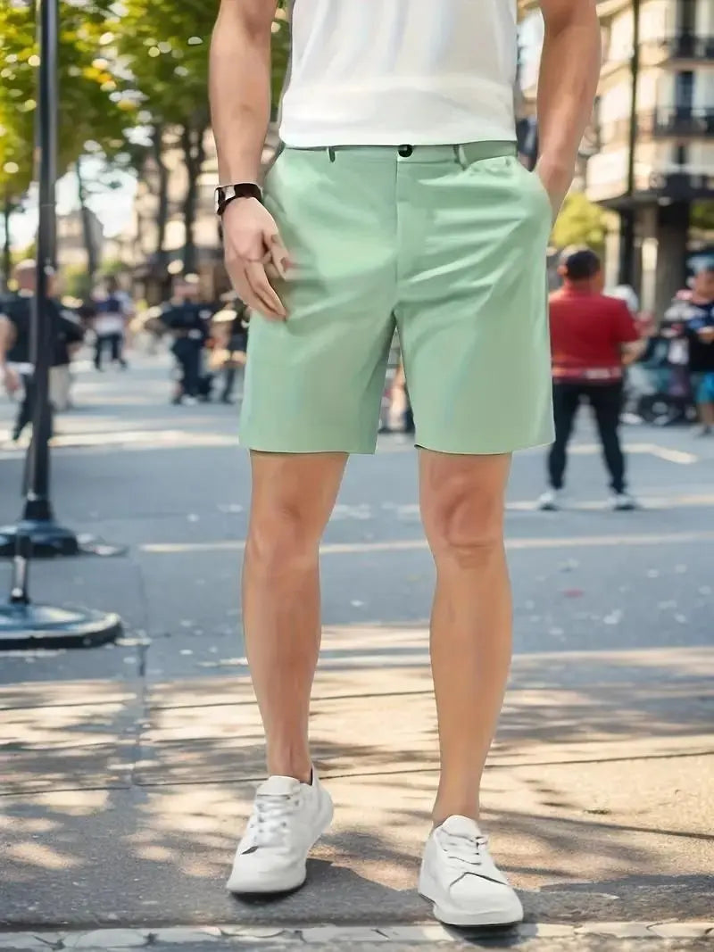 Men's Sleek Solid Casual Shorts Pack of 3 (Green-White-Light-Grey) men's shorts dgksgw-eg