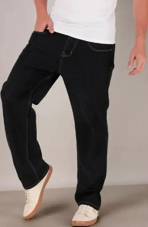 Men's Loose Fit Mid Rise Black Jeans dgksgw-eg