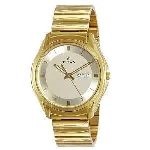STYLISH TITAN ANALOG WATCH WITH DAY & DATE - GOLDEN dgksgw-eg