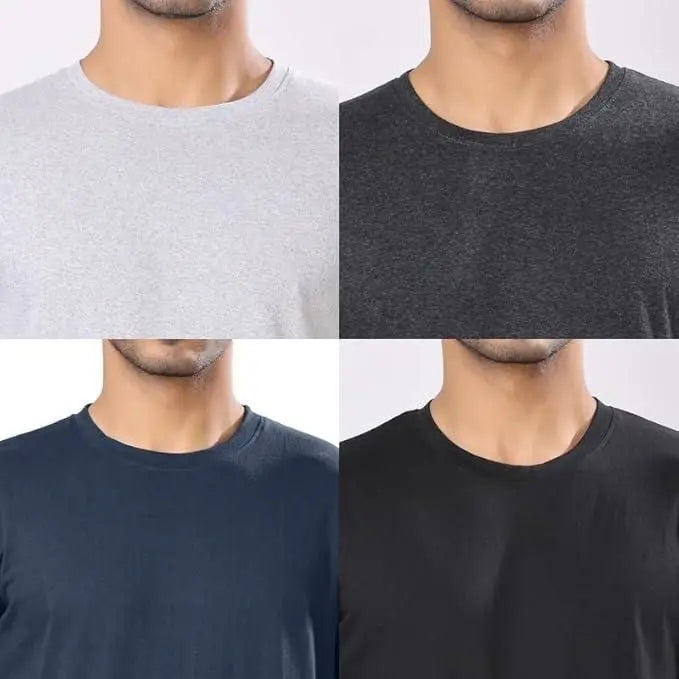 Men's Polycotton Solid Round Neck T-shirts (Pack of 4) dgksgw-eg