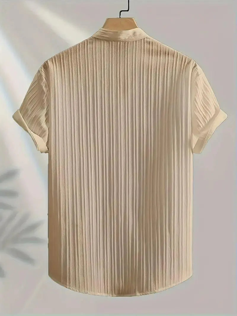 Men's Solid Retro Short Sleeves Button-Up Shirt Pack of 3 dgksgw-eg