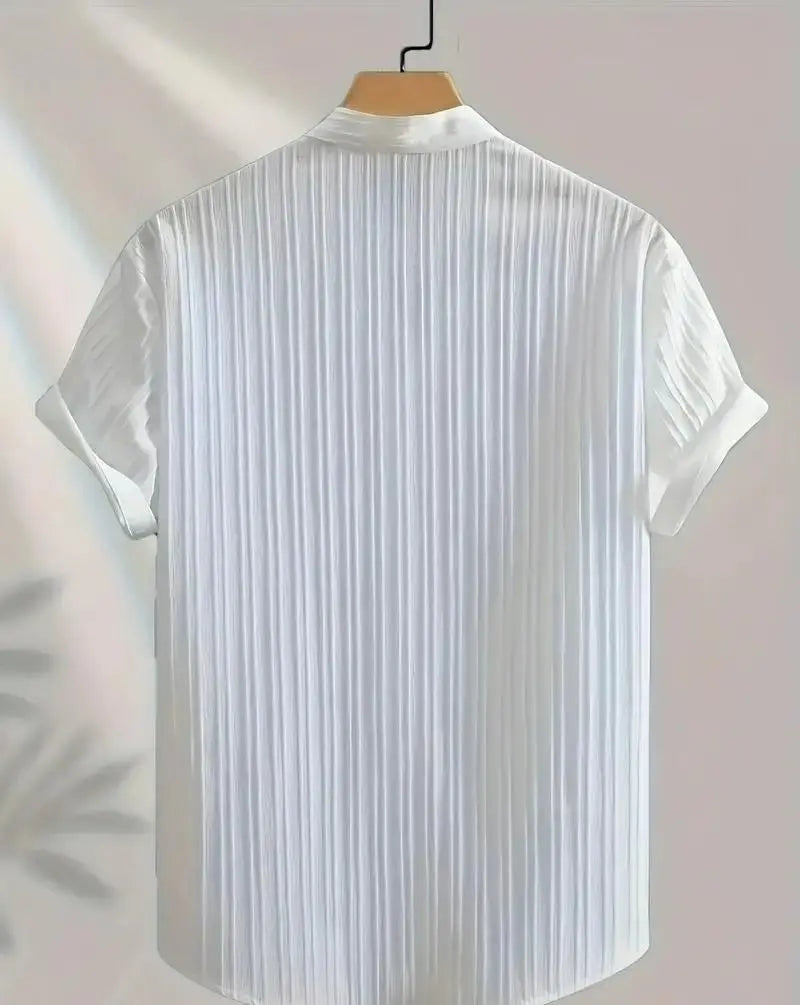 Men's Solid Retro Short Sleeves Button-Up Shirt Pack of 3 dgksgw-eg