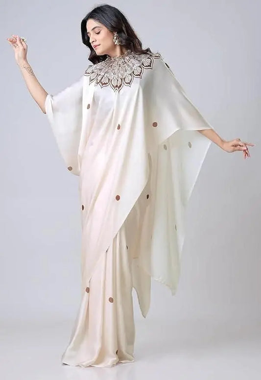 Satin Silk Printed Kaftan Saree With Unstitched Blouse dgksgw-eg