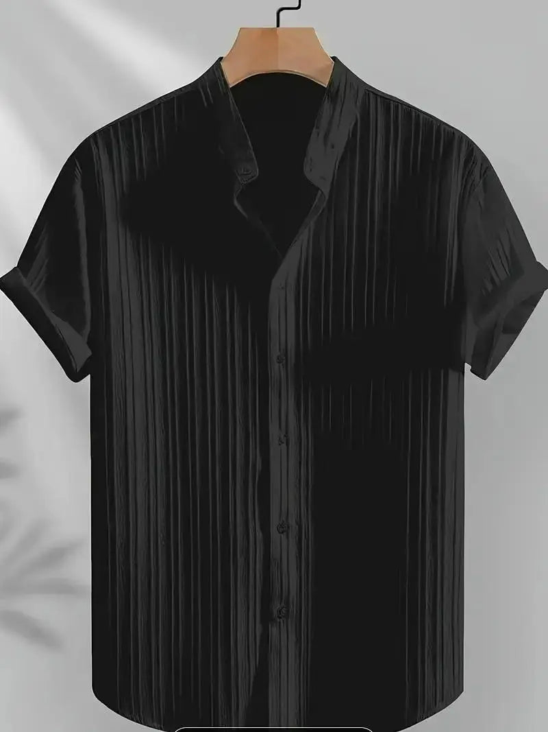 Men's Solid Retro Short Sleeves Button-Up Shirt Pack of 3 dgksgw-eg