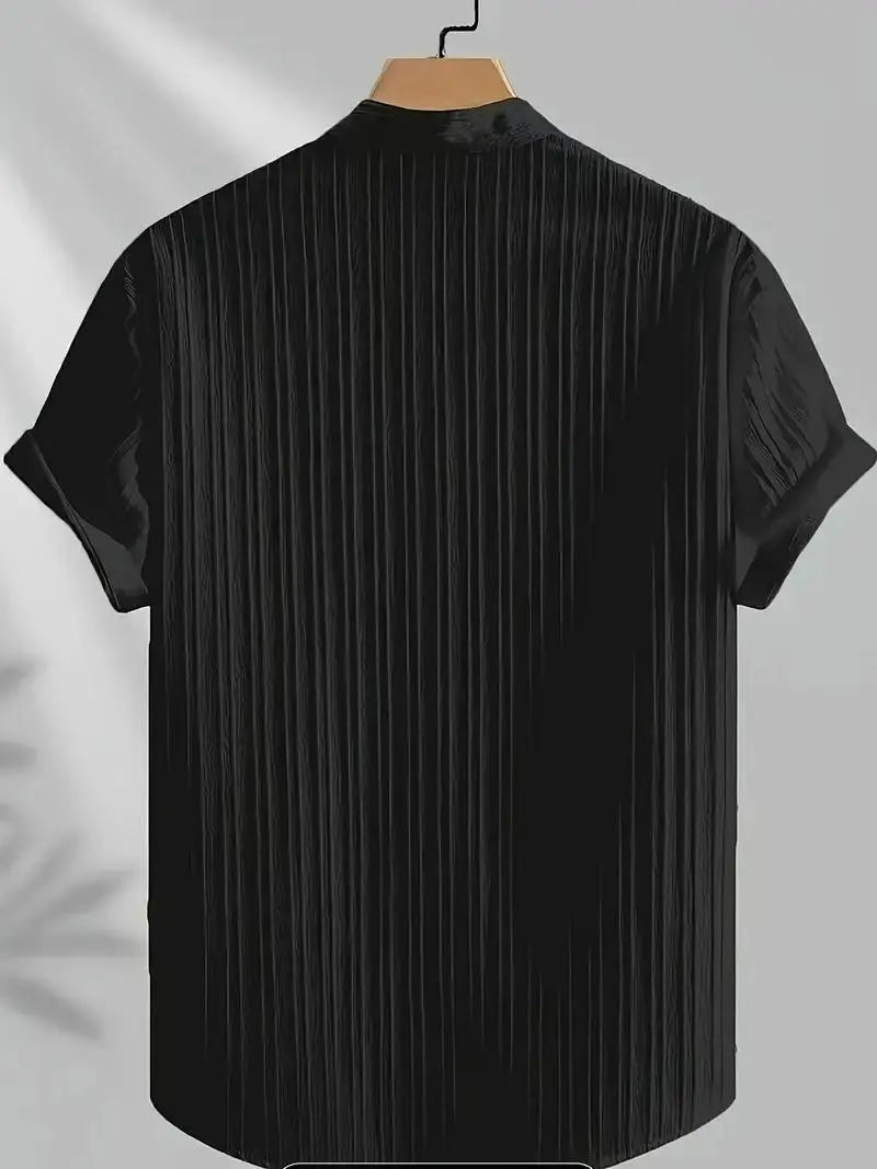 Men's Solid Retro Short Sleeves Button-Up Shirt Pack of 3 dgksgw-eg