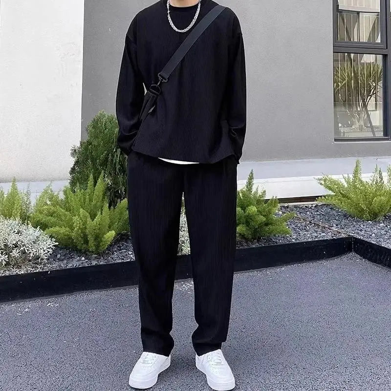 Men's Solid Round Neck Co-ord Set dgksgw-eg