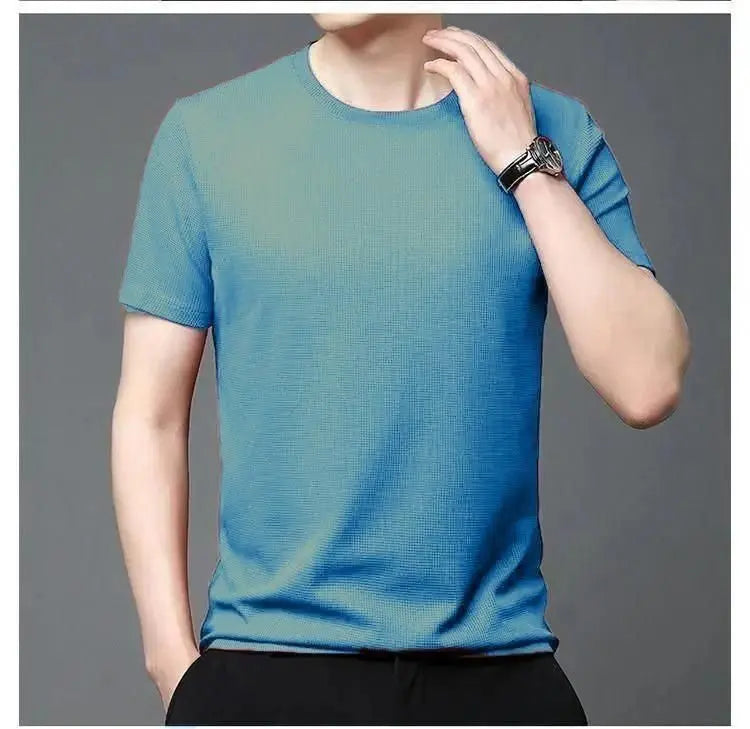 Polyester Stretchable Solid Half Sleeves Mens Round Neck T-Shirt Pack Of 4 dgksgw-eg