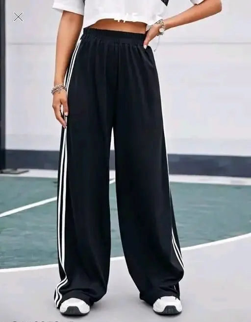 Women's Hight Waist Wide-Leg Jogger Pant Black & White Stripe dgksgw-eg