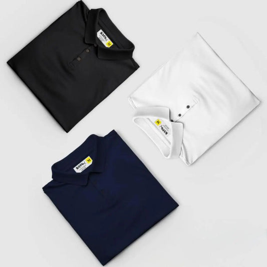 Poly Cotton Solid Half Sleeves Mens Polo T-shirt (Pack of 3) dgksgw-eg